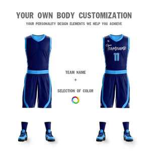 Custom Navy Powder Blue Double Side Sets Design Sportswear Basketball Jersey