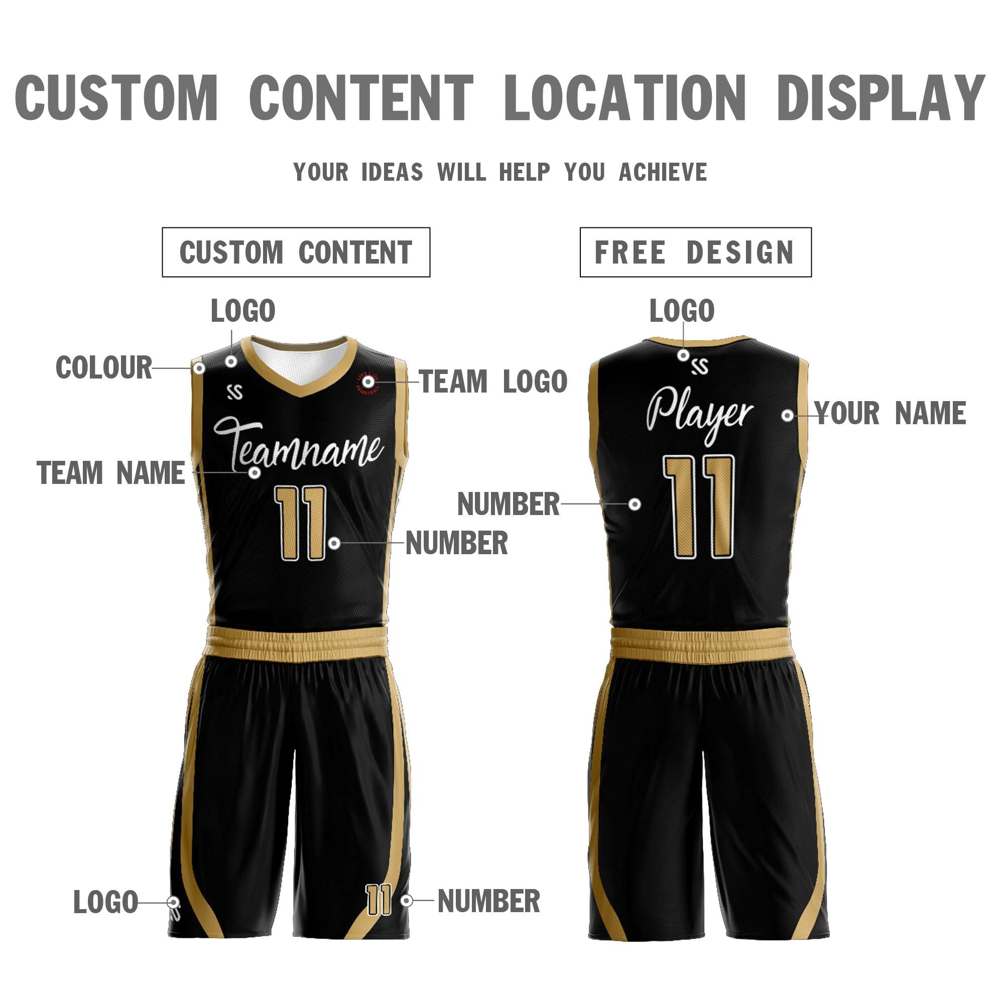 Custom Black White Double Side Sets Design Sportswear Basketball Jersey