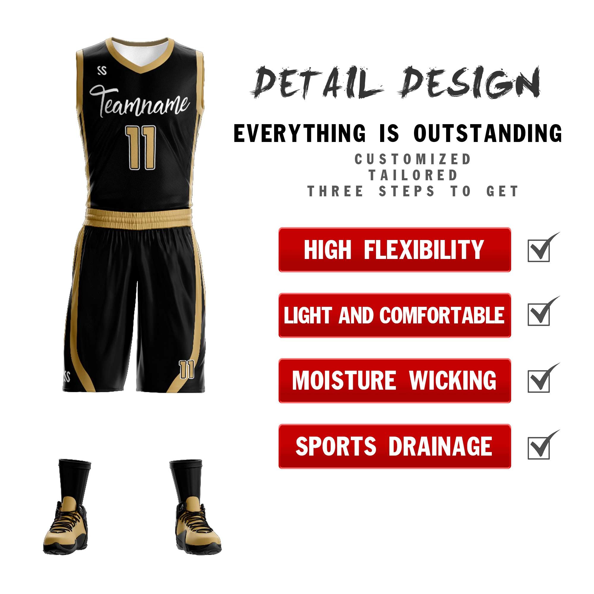 Custom Black White Double Side Sets Design Sportswear Basketball Jersey