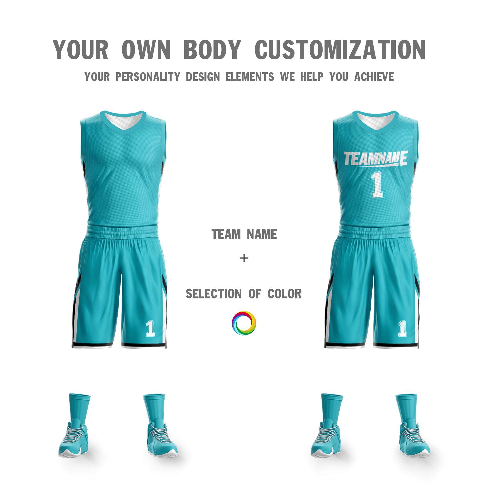 Custom Teal White Double Side Sets Design Sportswear Basketball Jersey