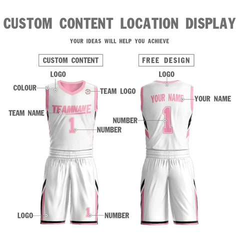Custom White Pink Double Side Sets Design Sportswear Basketball Jersey