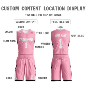 Custom Pink White Double Side Sets Design Sportswear Basketball Jersey