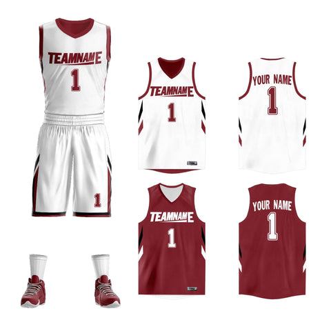 Custom White Red Double Side Sets Design Sportswear Basketball Jersey