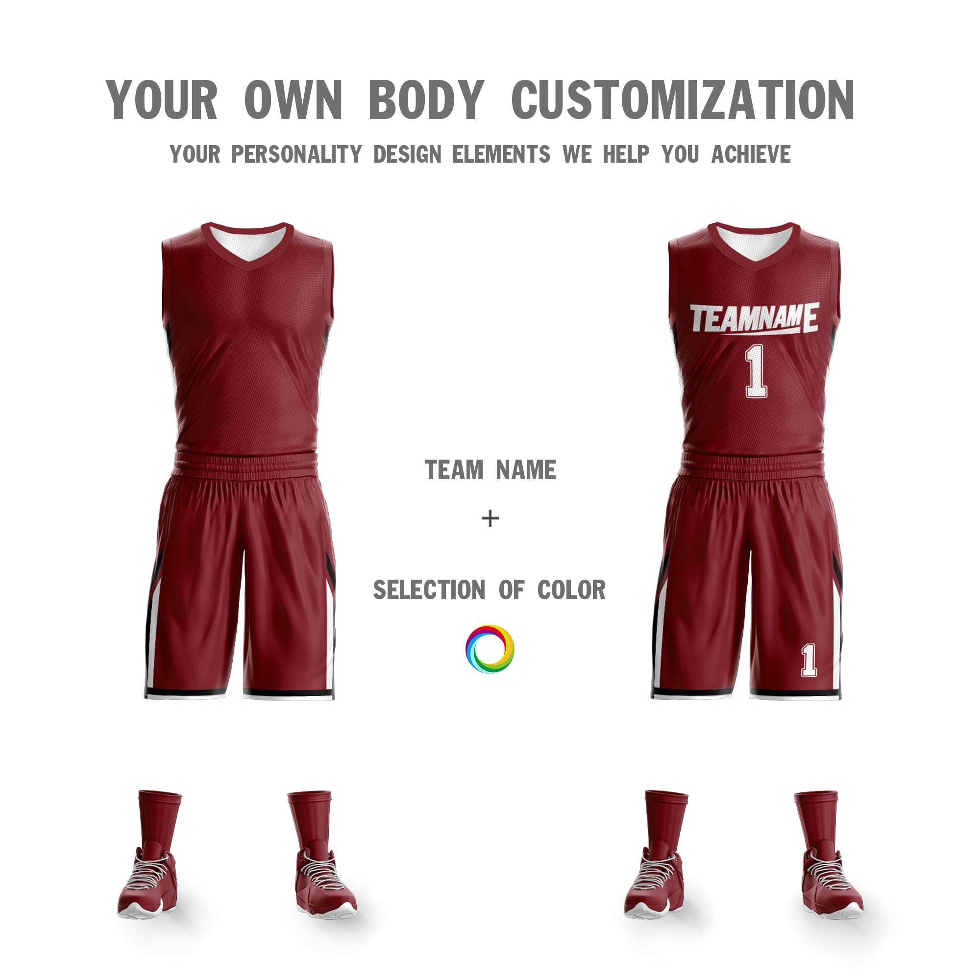 Custom Red White Double Side Sets Design Sportswear Basketball Jersey