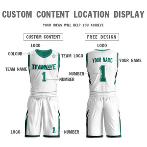 Custom White Green Double Side Sets Design Sportswear Basketball Jersey