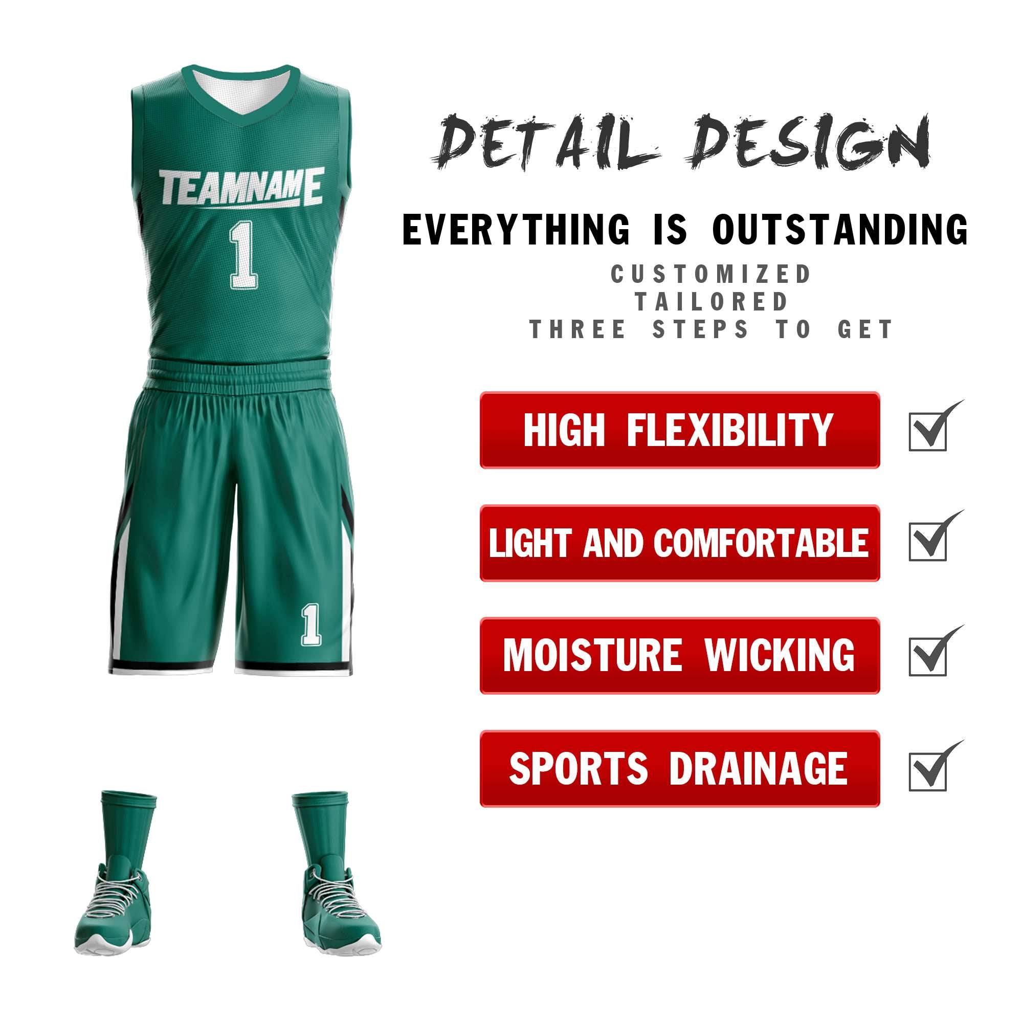 Custom Green White Double Side Sets Design Sportswear Basketball Jersey