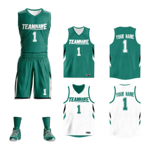 Custom Green White Double Side Sets Design Sportswear Basketball Jersey