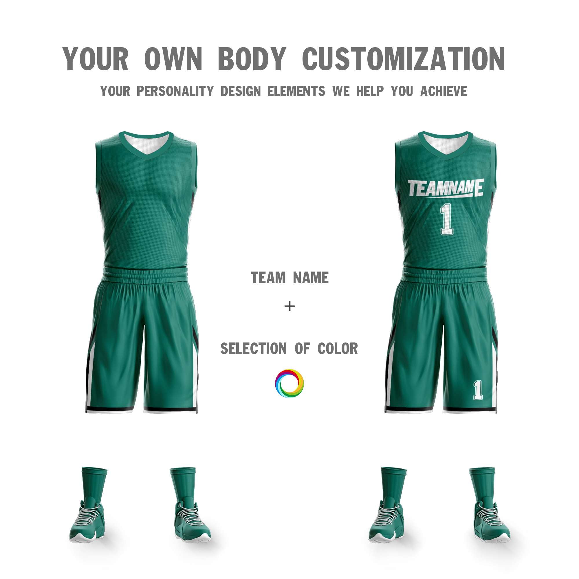 Custom Green White Double Side Sets Design Sportswear Basketball Jersey