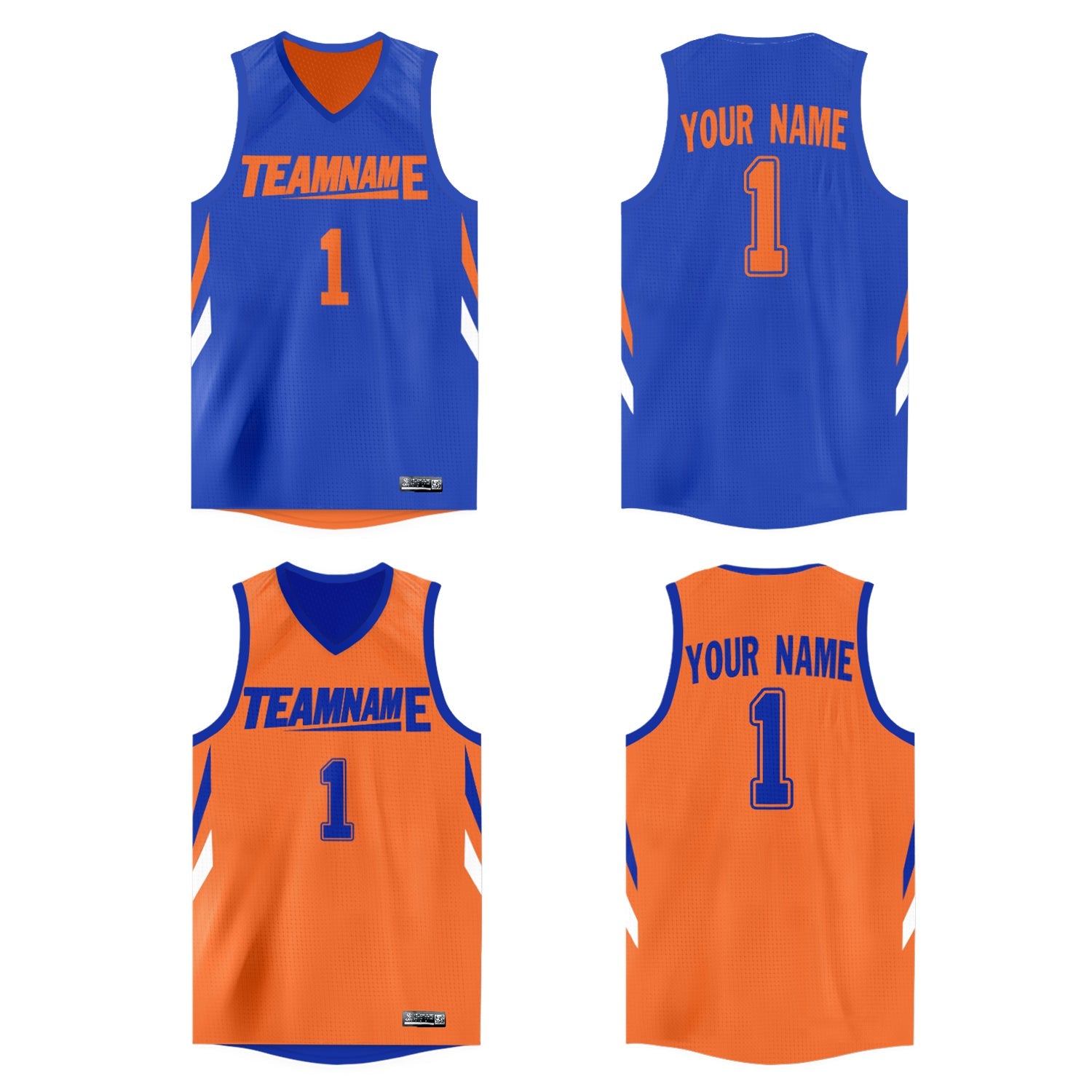 Custom Royal Orange  Double Side Tops Athletic Basketball Jersey