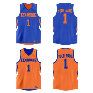 Custom Royal Orange  Double Side Tops Athletic Basketball Jersey