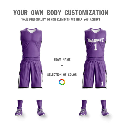 Custom Purple White Double Side Sets Design Sportswear Basketball Jersey