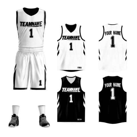 Custom White Black Double Side Sets Design Sportswear Basketball Jersey