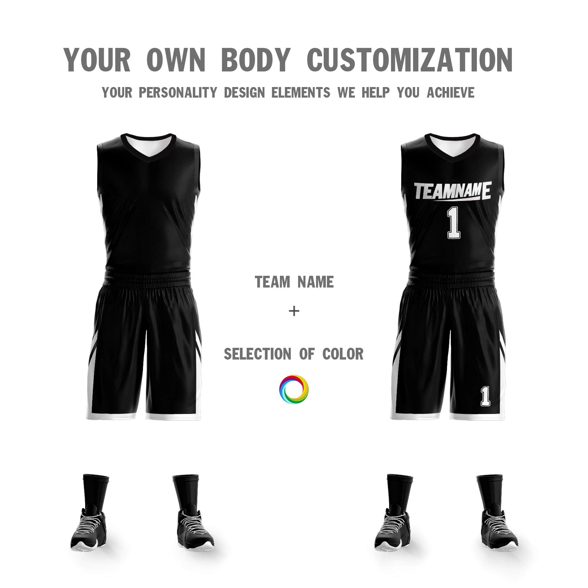 Custom Black White Double Side Sets Design Sportswear Basketball Jersey