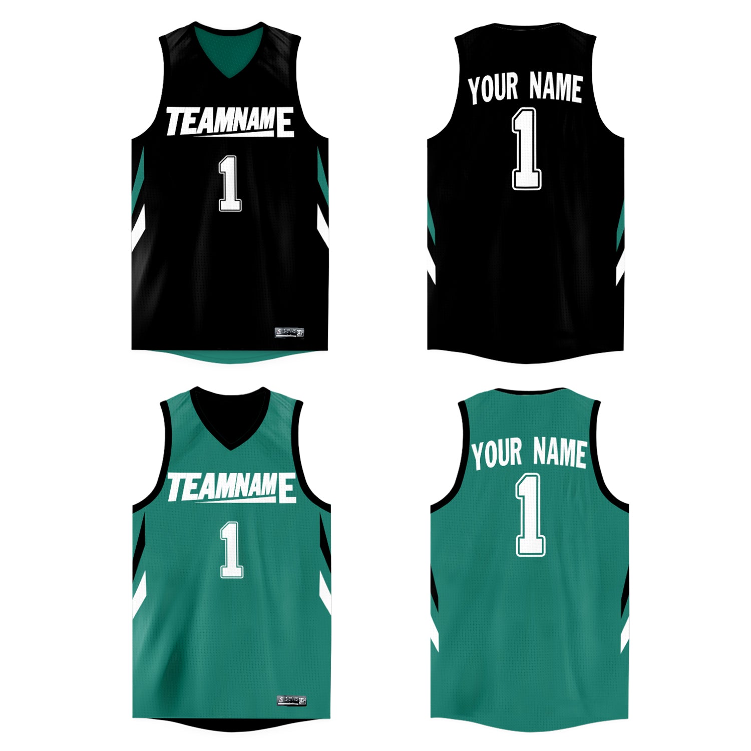 Custom Black Green Double Side Tops Athletic Basketball Jersey