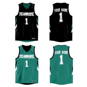 Custom Black Green Double Side Tops Athletic Basketball Jersey