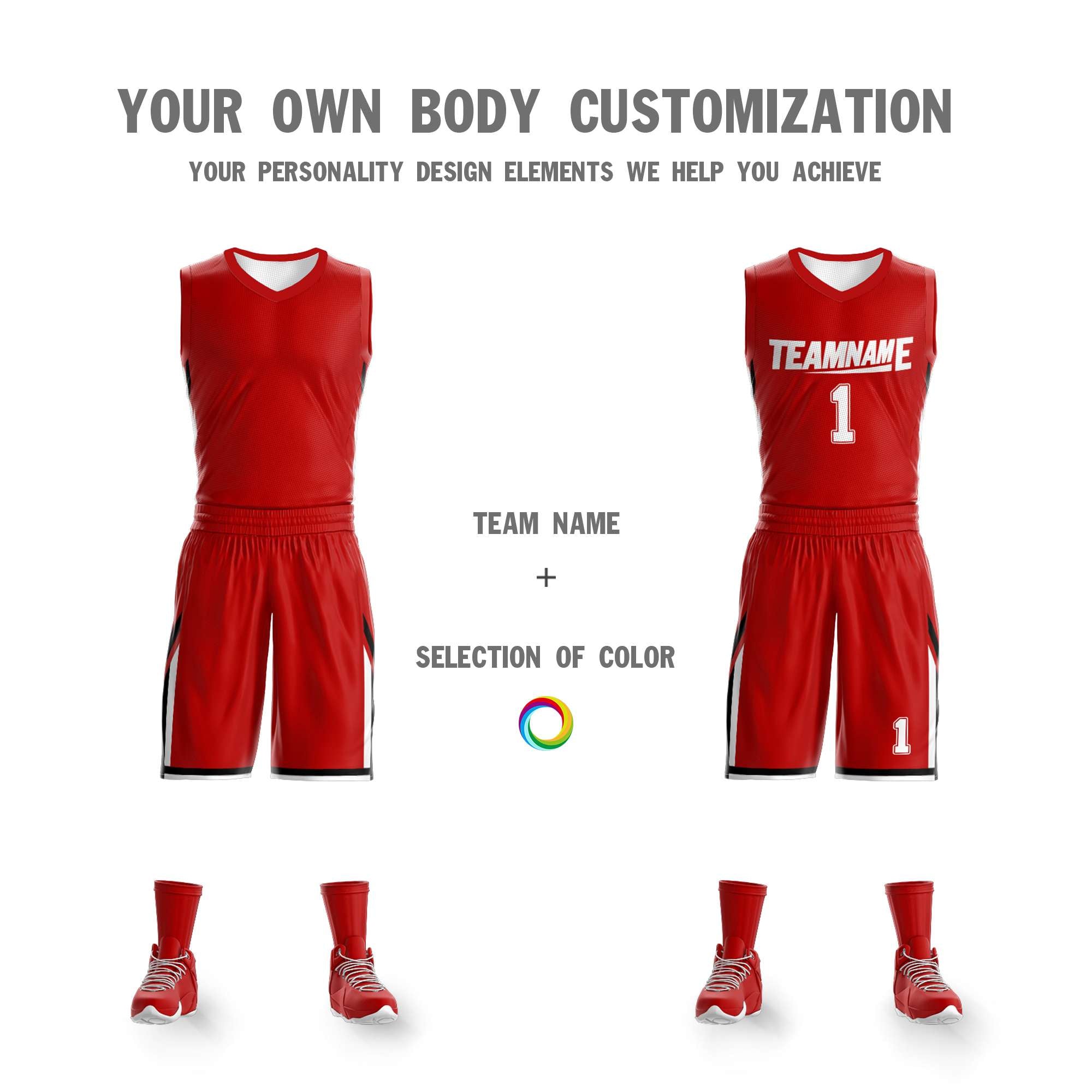 Le double côté blanc rouge fait sur commande place le maillot de basket-ball de vêtements de sport de conception