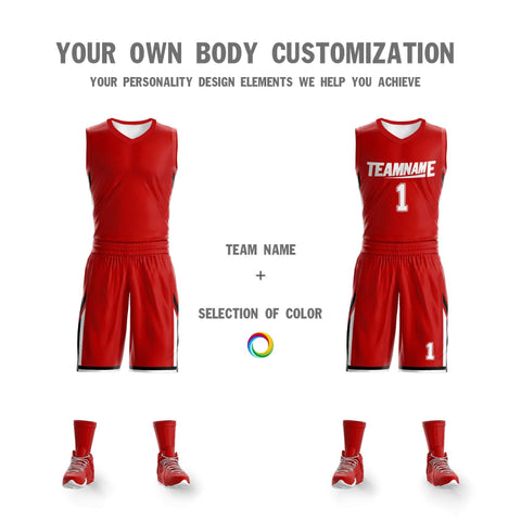 Custom Red White Double Side Sets Design Sportswear Basketball Jersey