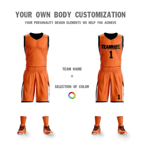 Custom Orange Black Double Side Sets Design Sportswear Basketball Jersey