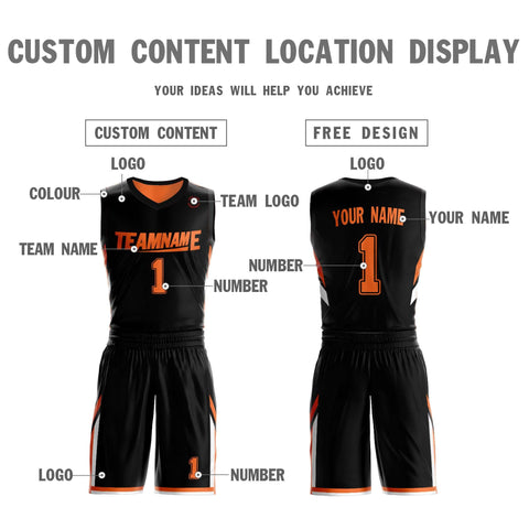 Custom Black Orange Double Side Sets Design Sportswear Basketball Jersey