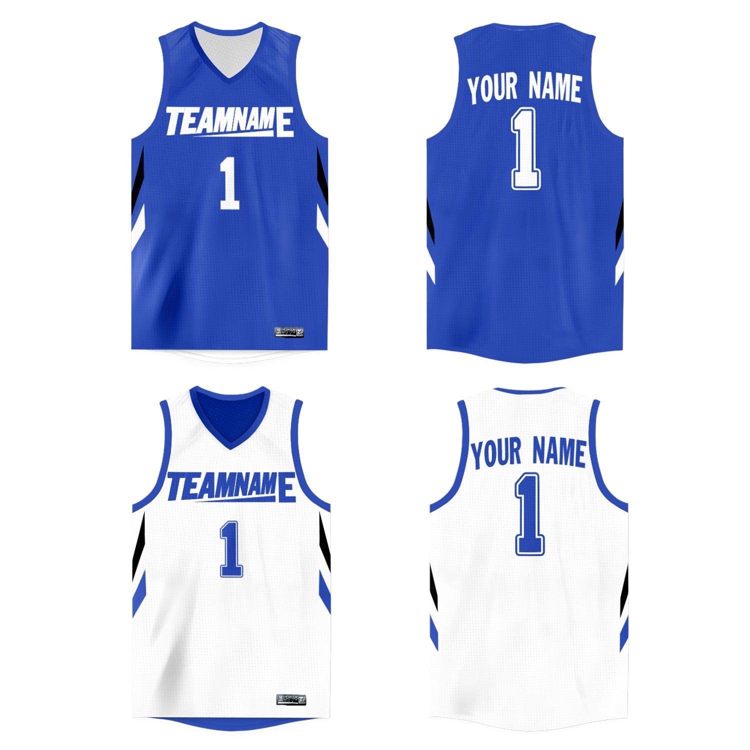 Maillot de basket-ball athlétique personnalisé Royal White Double Side Tops