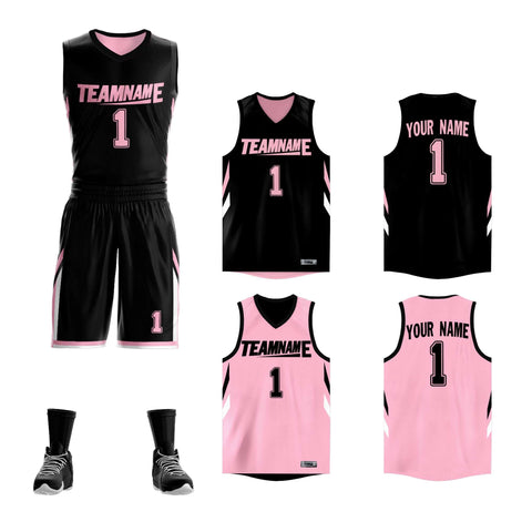 Custom Black Pink Double Side Sets Design Sportswear Basketball Jersey