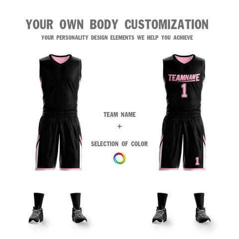 Custom Black Pink Double Side Sets Design Sportswear Basketball Jersey