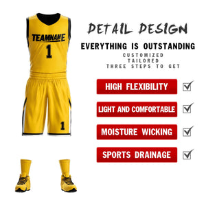 Custom Yellow Black Double Side Sets Design Sportswear Basketball Jersey