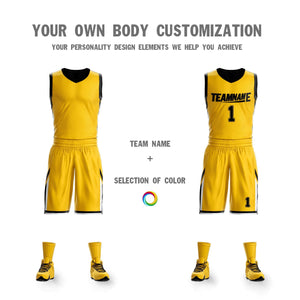 Custom Yellow Black Double Side Sets Design Sportswear Basketball Jersey