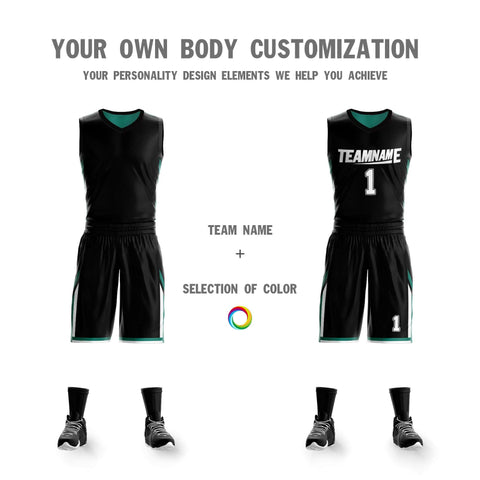 Custom Black Green Double Side Sets Design Sportswear Basketball Jersey