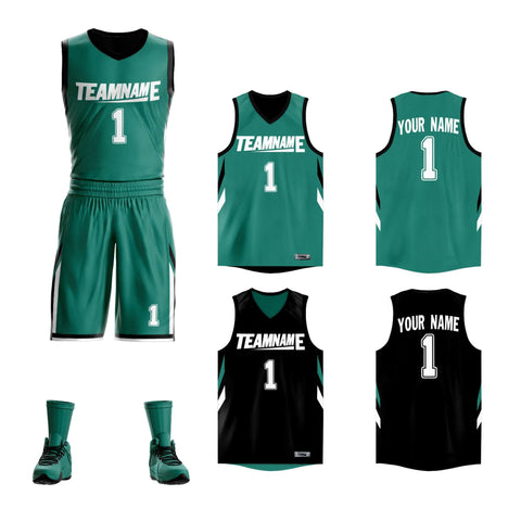 Custom Green Black Double Side Sets Design Sportswear Basketball Jersey
