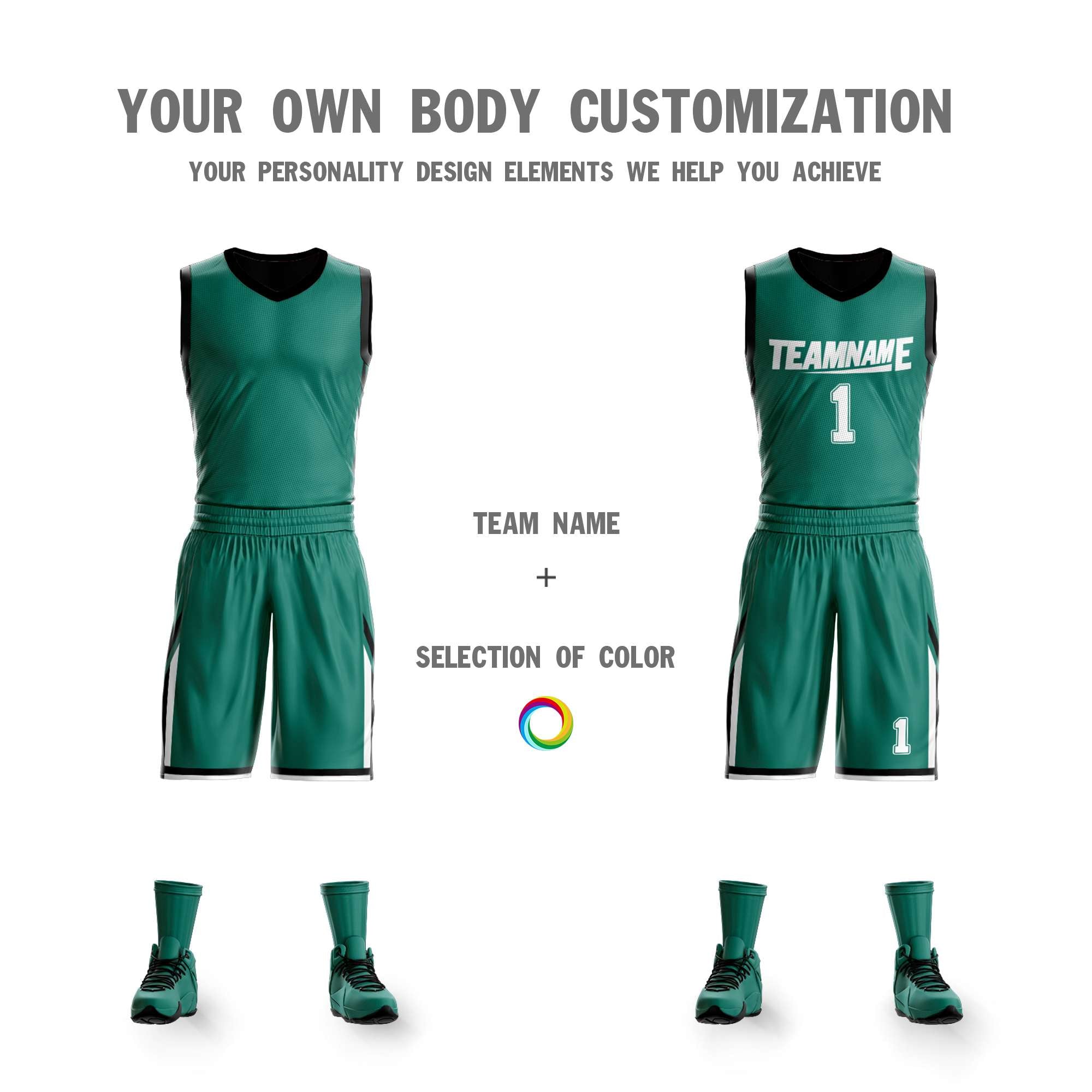 Custom Green Black Double Side Sets Design Sportswear Basketball Jersey