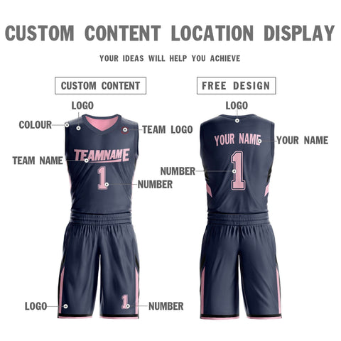Custom Dark Gray Pink Double Side Sets Design Sportswear Basketball Jersey