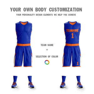 Custom Royal Orange Double Side Sets Design Sportswear Basketball Jersey