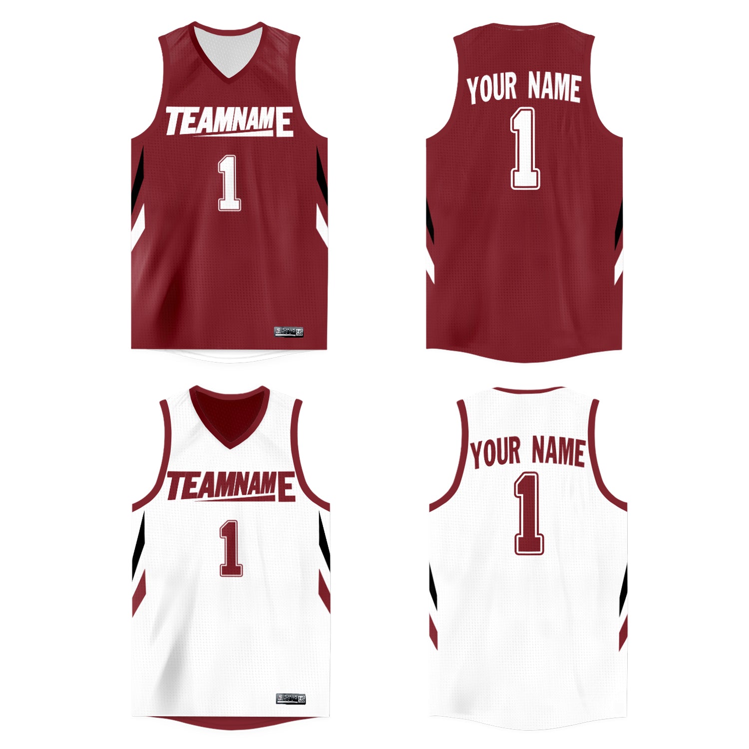 Custom Crimson White  Double Side Tops Athletic Basketball Jersey