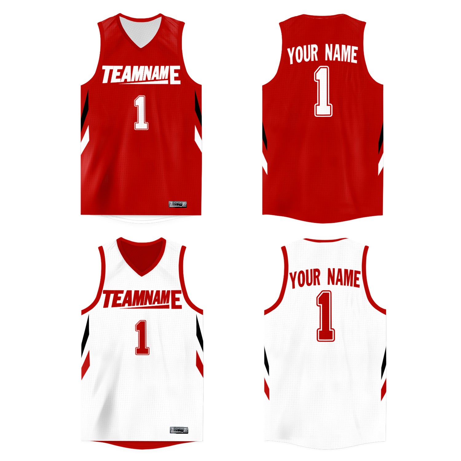 Custom Red White  Double Side Tops Athletic Basketball Jersey