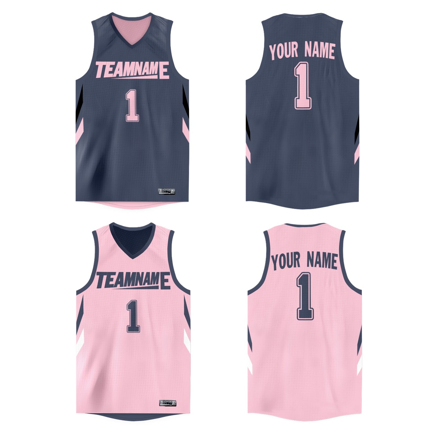 Maillot de basket-ball athlétique personnalisé gris rose Double face