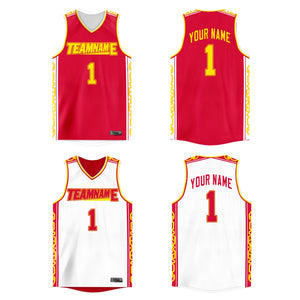 Maillot de basket-ball athlétique personnalisé, double face, rouge et blanc