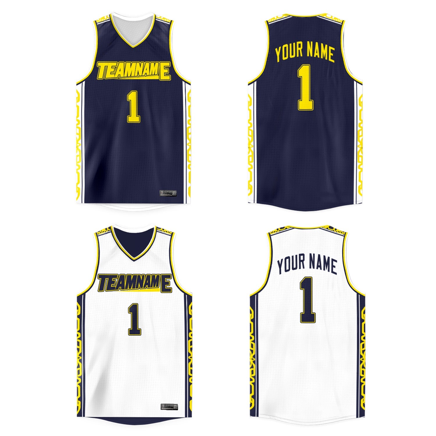 Maillot de basket-ball athlétique personnalisé en haut double face blanc marine