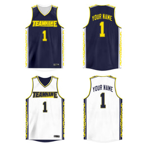 Custom Navy White  Double Side Tops Athletic Basketball Jersey