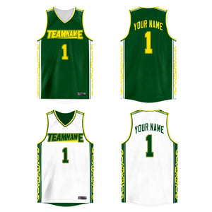 Maillot de basket-ball athlétique personnalisé, vert et blanc, double face, dessus