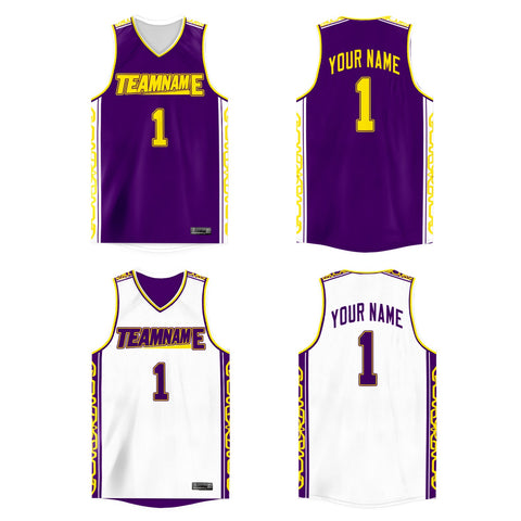 Custom Purple White  Double Side Tops Athletic Basketball Jersey