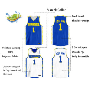 Maillot de basket-ball athlétique personnalisé Royal White Double Side Tops