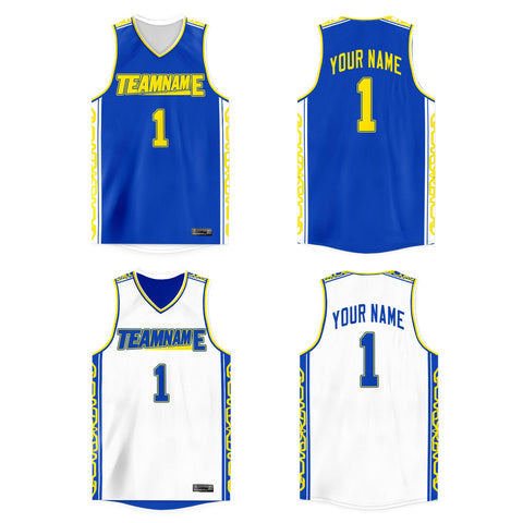 Custom Royal White  Double Side Tops Athletic Basketball Jersey