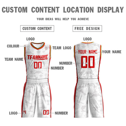 Custom White Red Double Side Sets Basketball Jersey