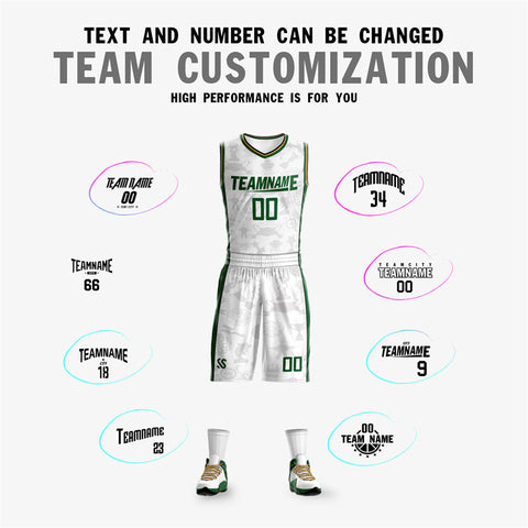 KXK Custom White Green-Green Double Side Sets Basketball Jersey