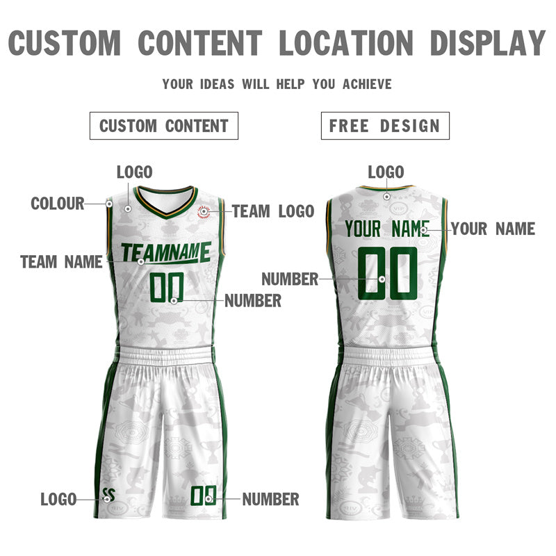 KXK Custom White Green-Green Double Side Sets Basketball Jersey