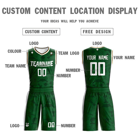 Custom Green White-Yellow Double Side Sets Basketball Jersey