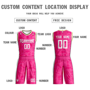 Maillot de basket-ball personnalisé rose blanc double face