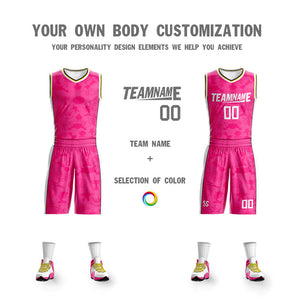 Maillot de basket-ball personnalisé rose blanc double face