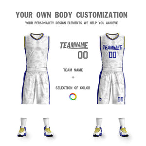 Maillot de basket-ball personnalisé blanc bleu double face